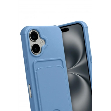 Mey İthalat®   iPhone 17 Kelvin Kartvizitli Silikon - Mavi