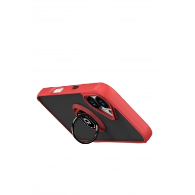 Mey İthalat®   iPhone 17 Montreal Yüzüklü Silikon Kapak - Kırmızı