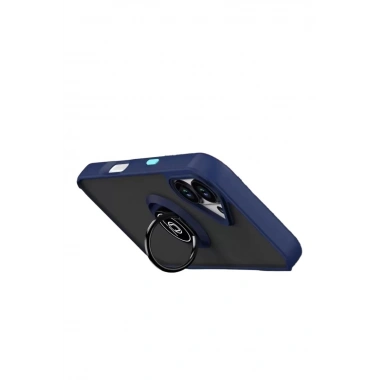 Mey İthalat®   iPhone 17 Montreal Yüzüklü Silikon Kapak - Lacivert