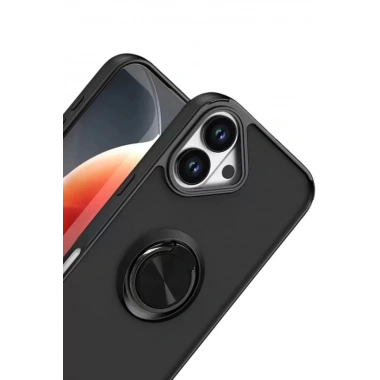 Mey İthalat®   iPhone 17 Montreal Yüzüklü Silikon Kapak - Siyah
