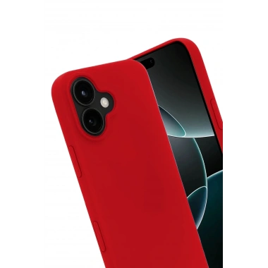 Mey İthalat®   iPhone 17 Nano içi Kadife Silikon - Kırmızı