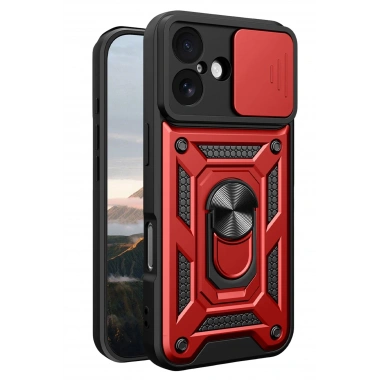 Mey İthalat®   iPhone 17 Pars Lens Yüzüklü Silikon - Kırmızı