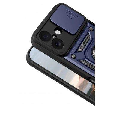 Mey İthalat®   iPhone 17 Pars Lens Yüzüklü Silikon - Lacivert