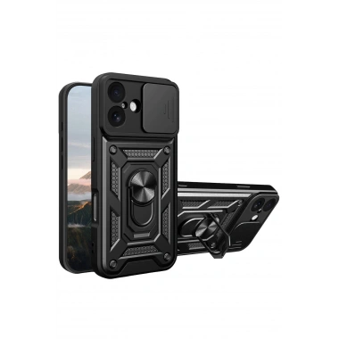 Mey İthalat®   iPhone 17 Pars Lens Yüzüklü Silikon - Siyah