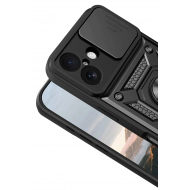 Mey İthalat®   iPhone 17 Pars Lens Yüzüklü Silikon - Siyah