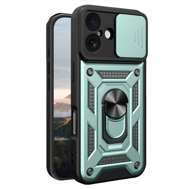 Mey İthalat®   iPhone 17 Pars Lens Yüzüklü Silikon - Yeşil