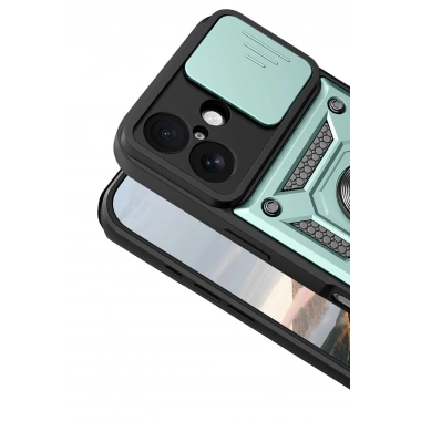Mey İthalat®   iPhone 17 Pars Lens Yüzüklü Silikon - Yeşil