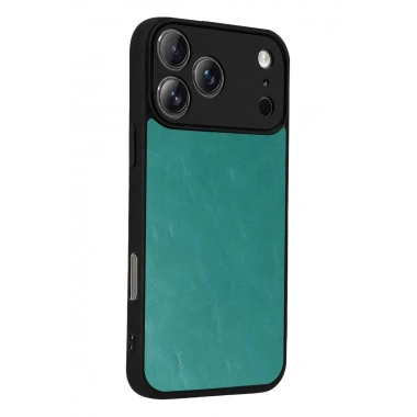 Mey İthalat®   iPhone 17 Pro Aras Deri Kapak - Açık Yeşil