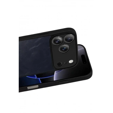 Mey İthalat®   iPhone 17 Pro Aras Deri Kapak - Lacivert