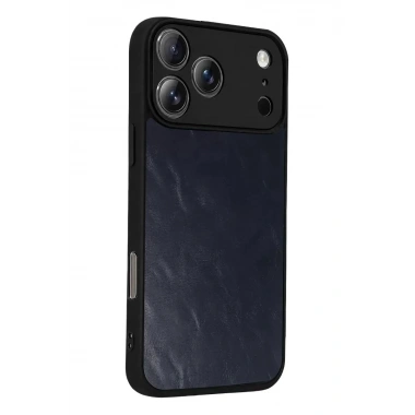 Mey İthalat®   iPhone 17 Pro Aras Deri Kapak - Lacivert