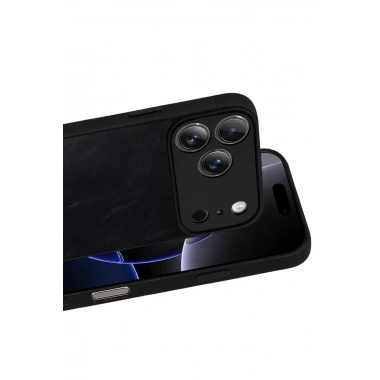 Mey İthalat®   iPhone 17 Pro Aras Deri Kapak - Siyah