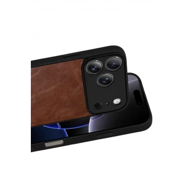 Mey İthalat®   iPhone 17 Pro Aras Deri Kapak - Taba