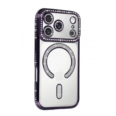 Mey İthalat®   iPhone 17 Pro Joke Simli Magneticsafe Kılıf - Derin Mor