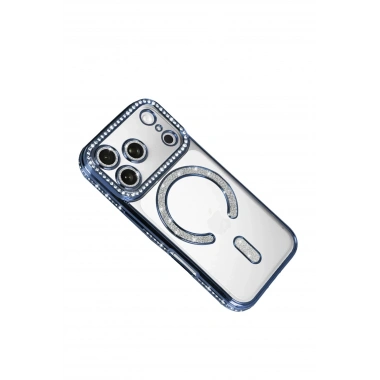 Mey İthalat®   iPhone 17 Pro Joke Simli Magneticsafe Kılıf - Mavi