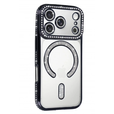 Mey İthalat®   iPhone 17 Pro Joke Simli Magneticsafe Kılıf - Siyah