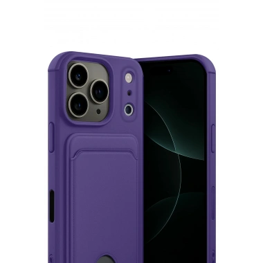 Mey İthalat®   iPhone 17 Pro Kelvin Kartvizitli Silikon - Derin Mor