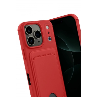 Mey İthalat®   iPhone 17 Pro Kelvin Kartvizitli Silikon - Kırmızı