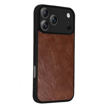 Mey İthalat®   iPhone 17 Pro Max Aras Deri Kapak - Taba