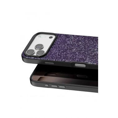 Mey İthalat® iPhone 17 Pro Max Bright Simli Kapak - Derin Mor