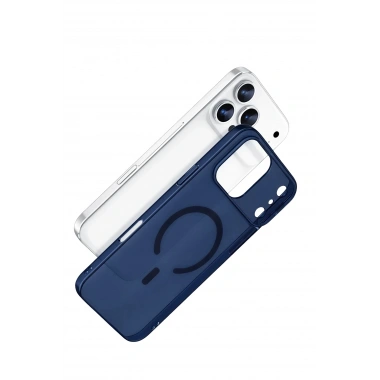 Mey İthalat® iPhone 17 Pro Max Combo Sert Şeffaf Magsafe Kapak - Mavi