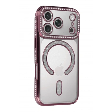 Mey İthalat®   iPhone 17 Pro Max Joke Simli Magneticsafe Kılıf - Pembe