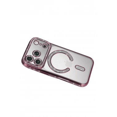 Mey İthalat®   iPhone 17 Pro Max Joke Simli Magneticsafe Kılıf - Pembe
