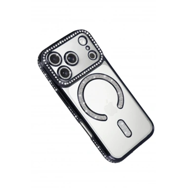 Mey İthalat®   iPhone 17 Pro Max Joke Simli Magneticsafe Kılıf - Siyah
