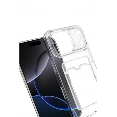 Mey İthalat®   iPhone 17 Pro Max Kart Şeffaf Silikon - Şeffaf