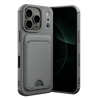 Mey İthalat®   iPhone 17 Pro Max Kelvin Kartvizitli Silikon - Gri