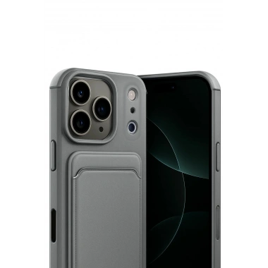 Mey İthalat®   iPhone 17 Pro Max Kelvin Kartvizitli Silikon - Gri