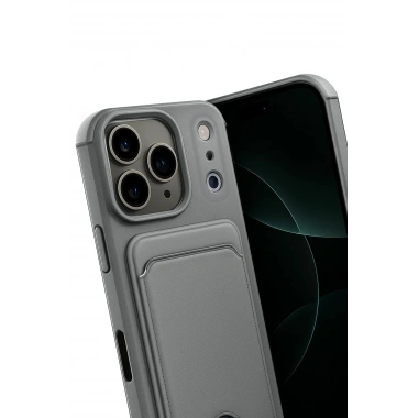 Mey İthalat®   iPhone 17 Pro Max Kelvin Kartvizitli Silikon - Gri