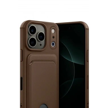 Mey İthalat®   iPhone 17 Pro Max Kelvin Kartvizitli Silikon - Kahverengi