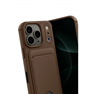 Mey İthalat®   iPhone 17 Pro Max Kelvin Kartvizitli Silikon - Kahverengi