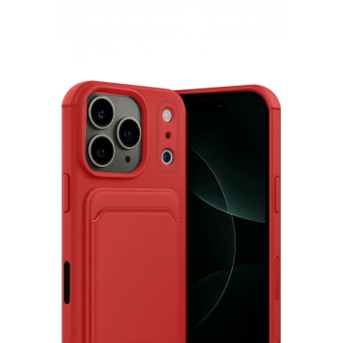Mey İthalat®   iPhone 17 Pro Max Kelvin Kartvizitli Silikon - Kırmızı