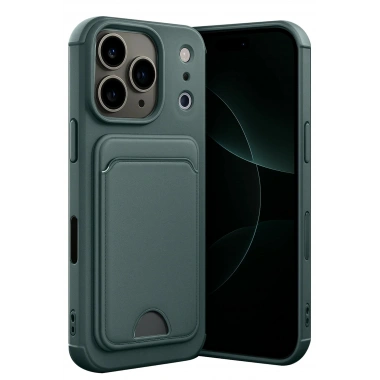 Mey İthalat®   iPhone 17 Pro Max Kelvin Kartvizitli Silikon - Koyu Yeşil