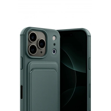 Mey İthalat®   iPhone 17 Pro Max Kelvin Kartvizitli Silikon - Koyu Yeşil