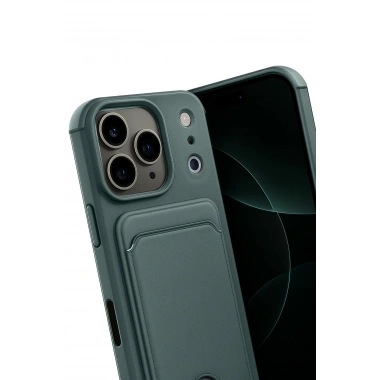 Mey İthalat®   iPhone 17 Pro Max Kelvin Kartvizitli Silikon - Koyu Yeşil