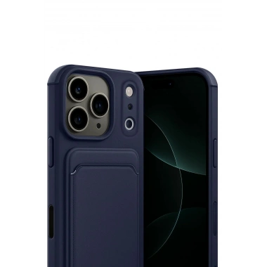 Mey İthalat®   iPhone 17 Pro Max Kelvin Kartvizitli Silikon - Lacivert