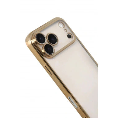 Mey İthalat®   iPhone 17 Pro Max  Lensli Silikon - Gold