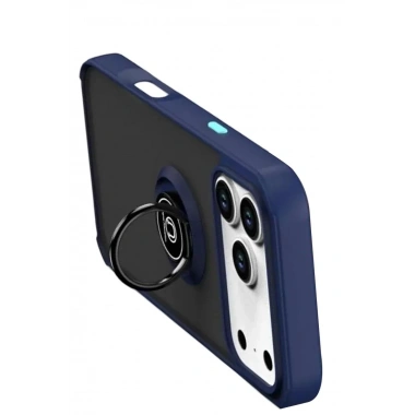 Mey İthalat®   iPhone 17 Pro Max Montreal Yüzüklü Silikon Kapak - Lacivert