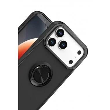 Mey İthalat®   iPhone 17 Pro Max Montreal Yüzüklü Silikon Kapak - Siyah