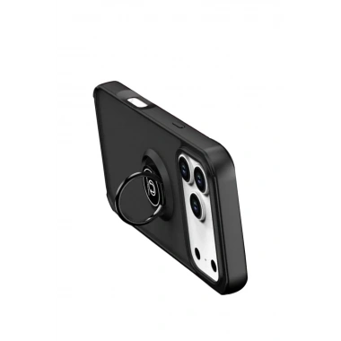 Mey İthalat®   iPhone 17 Pro Max Montreal Yüzüklü Silikon Kapak - Siyah