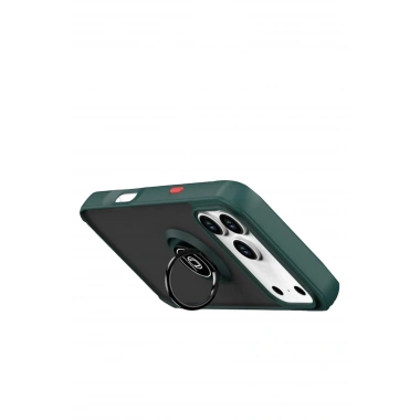 Mey İthalat®   iPhone 17 Pro Max Montreal Yüzüklü Silikon Kapak - Yeşil