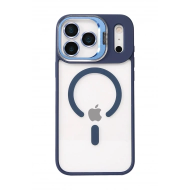 Mey İthalat®   iPhone 17 Pro Max Remim Lensli Magsafe Standlı Kapak - Lacivert