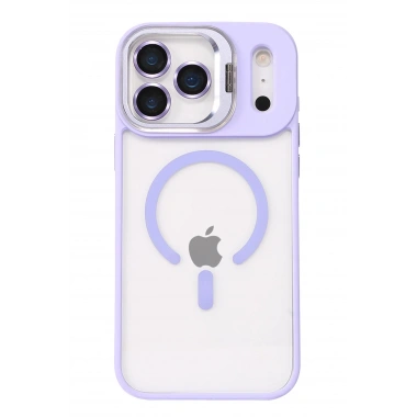 Mey İthalat®   iPhone 17 Pro Max Remim Lensli Magsafe Standlı Kapak - Lila