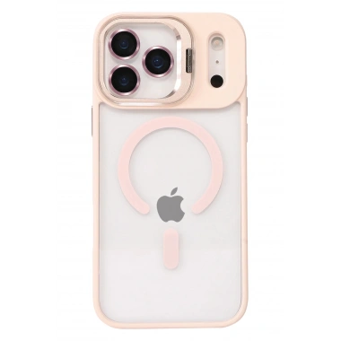 Mey İthalat®   iPhone 17 Pro Max Remim Lensli Magsafe Standlı Kapak - Pembe
