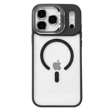 Mey İthalat®   iPhone 17 Pro Max Remim Lensli Magsafe Standlı Kapak - Siyah