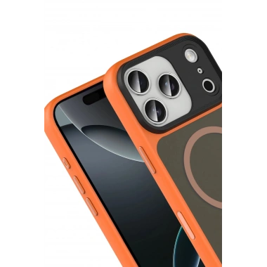 Mey İthalat®   iPhone 17 Pro Megane Magsafe Kapak - Turuncu