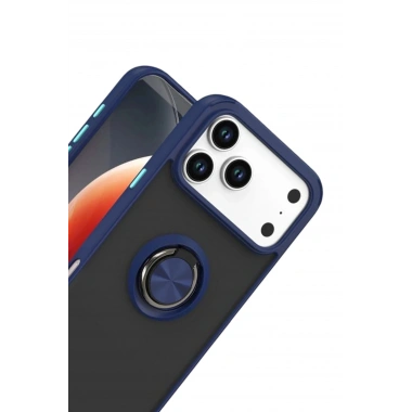 Mey İthalat®   iPhone 17 Pro Montreal Yüzüklü Silikon Kapak - Lacivert