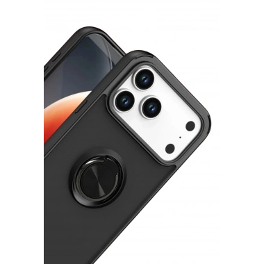 Mey İthalat®   iPhone 17 Pro Montreal Yüzüklü Silikon Kapak - Siyah